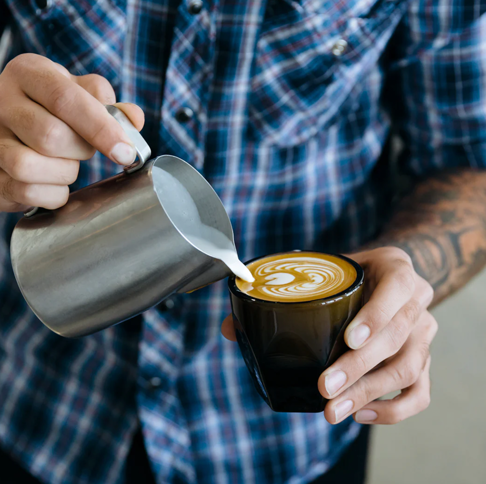man making coffee